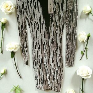 Silver and Black Sequin Dress